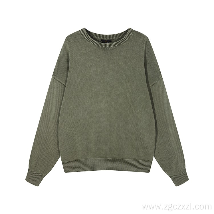 Oversize thick washed retro men's sweater