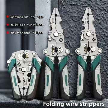 Green and gray folding wire stripper
