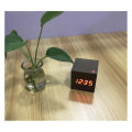 Lovely Cube Walnut Led Table Clock