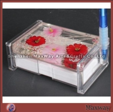 Durable liquid desktop lucite name/business card holder