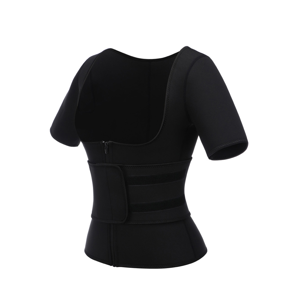 Stretch Black Short Sleeves Neoprene Plus Size Underbust Shapewear Shaping Comfort