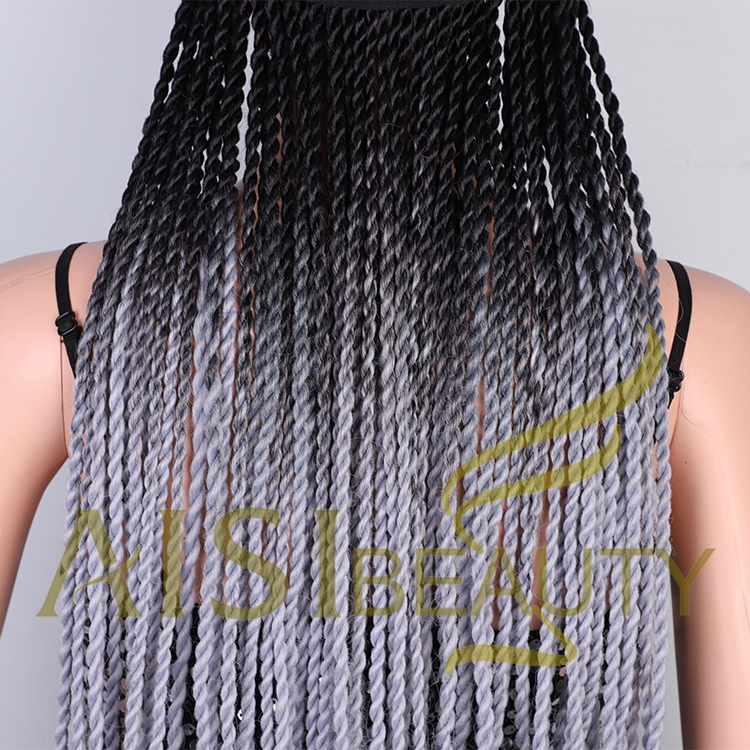 Aisi Beauty Hot Selling Easy Wearing Long Ombre Grey Dark Root Machine Made Baseball Hat With Crochet Twist Braiding Hair