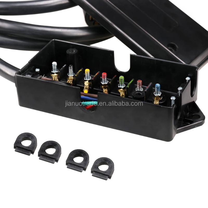 Weatherproof Heavy Duty 7 Way Plug Trailer Cord with 7 Gang Junction Box