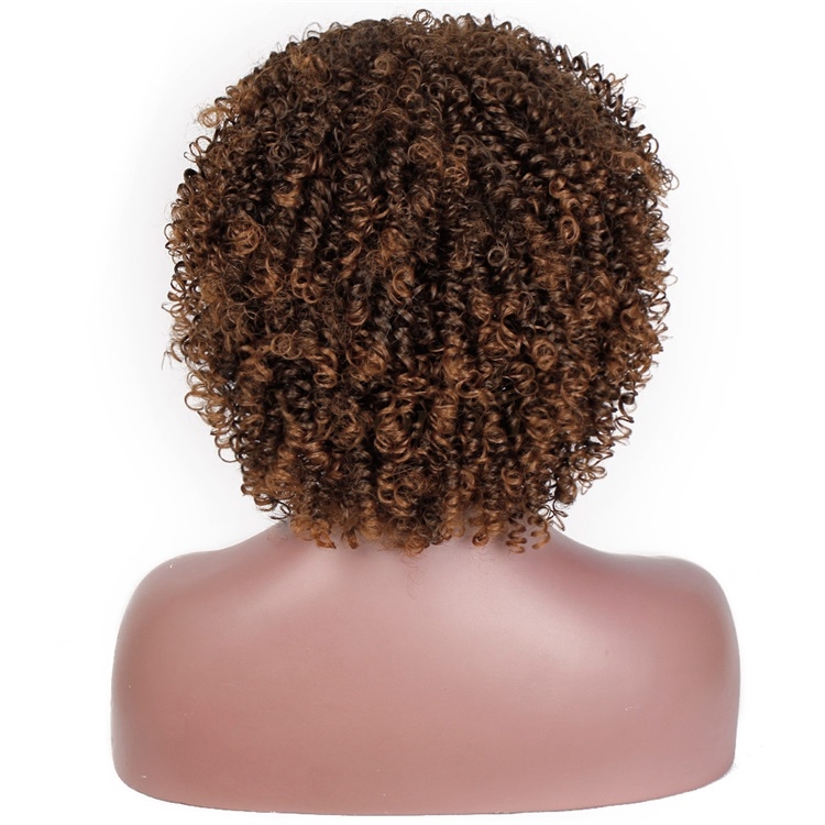 Vigorous Afro Wigs Brown Ombre Short Kinky Curly Synthetic Heat Resistant High Temperature Wigs For African Women