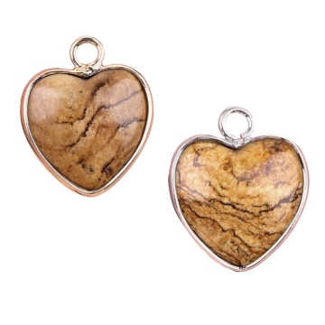 Picture Jasper Love Heart Charms Pendant for Making Jewelry