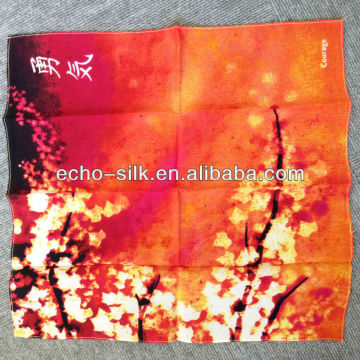 logo print silk scarf