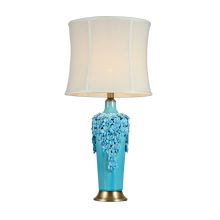 Lámparas de mesa de cerámica de la luz de la flor cian claro (MT112078S)