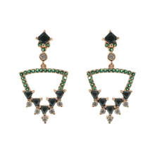 Rose gold green gem Silver Earrings