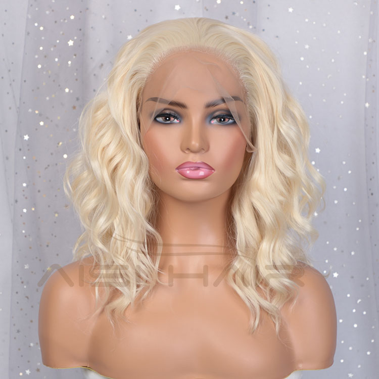 Aisi Hair 16 Inch Medium Long Body Wave Blonde Wig Long Wavy Swiss Lace Wig Synthetic Lace Frontal Hair Wigs For Black Women