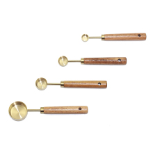Wooden Handle Titanium Stainless Steel Measuring Spoons Set