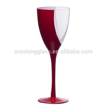 Mouth Blown Half Red Painting Red Wine Glass