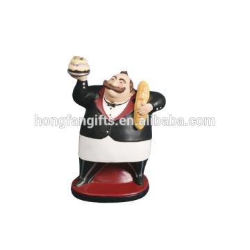 unique resin chef in blk chef carry beer and dishes