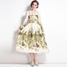 Women Puff Sleeve Floral Printed Modest Dress