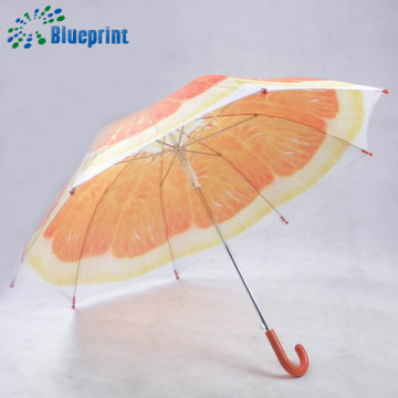 cheaper custom orange printing stcik umbrela for kids