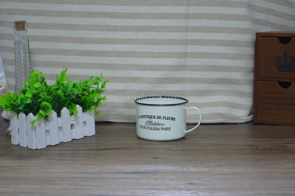 Factory Directly Made Enamel Soup Mug with Rolled Rim