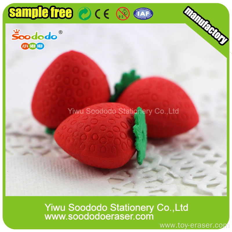 colorful strawberry shaped erasers mini size