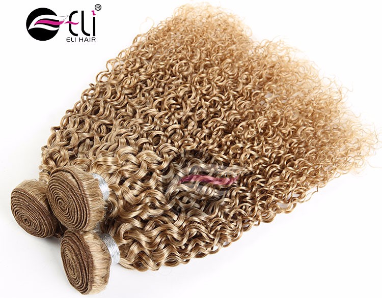 Colored human remy hair Extension Aliexpress hair bundles double drawn thick 6A 7A 8A virgin human european hair 27 Honey blond