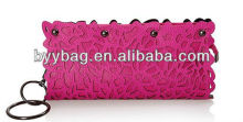 Hollow out fashion lady leather cltuch bag