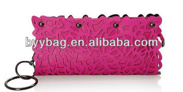 Hollow out fashion lady leather cltuch bag
