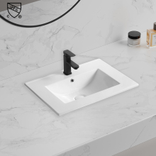 610mm Simple Integrated White Ceramic Rectangular Cabinet Vanity Bathroom Sink