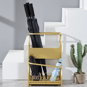 Iron work golden umbrella storage rack