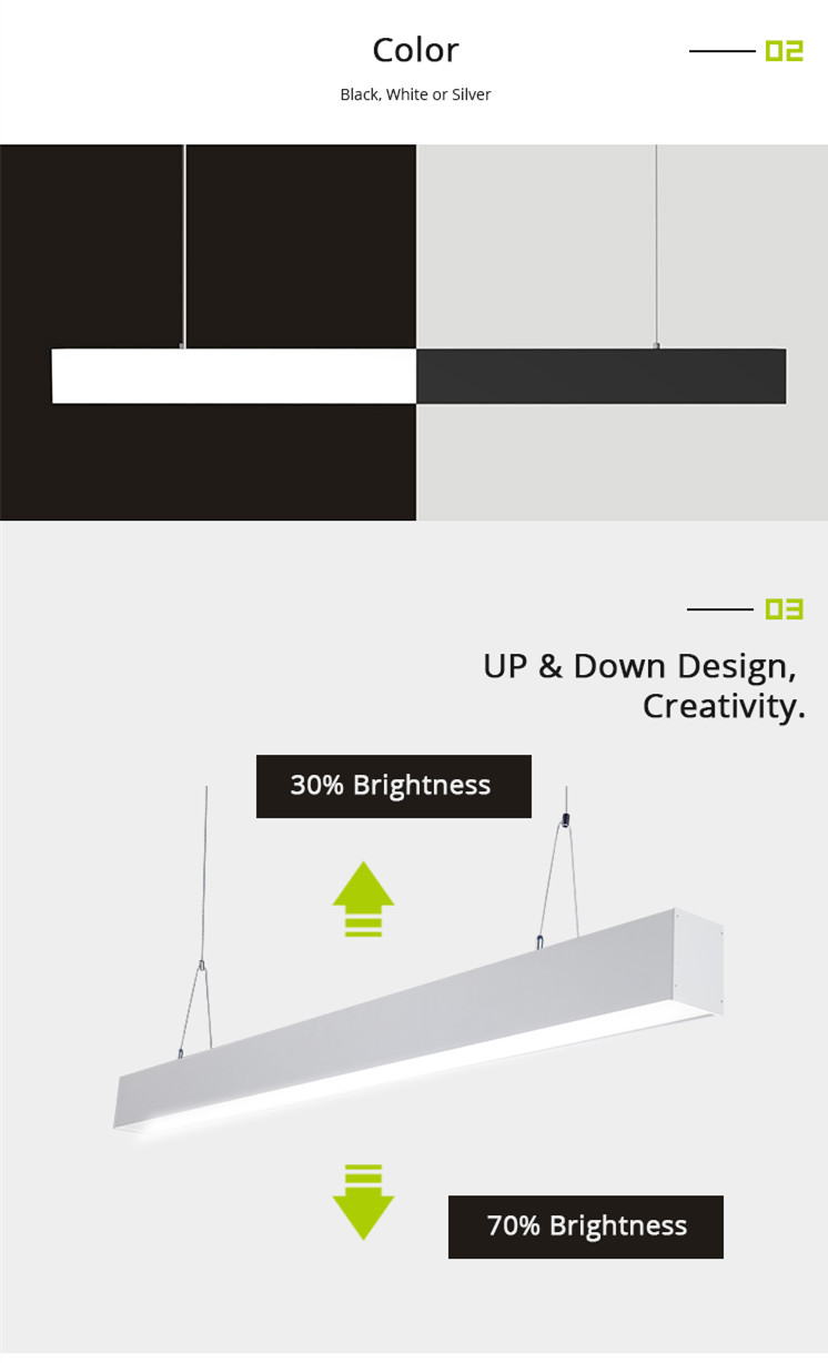 ETL CETL DLC UGR 19 130LM/W Linear Shop Light, Suspended led linear, Linear Up Down Light