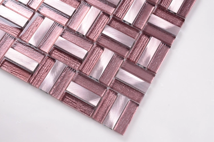 Building Materials Commercial Use Aluminum Purple Glass Tile Mosaic