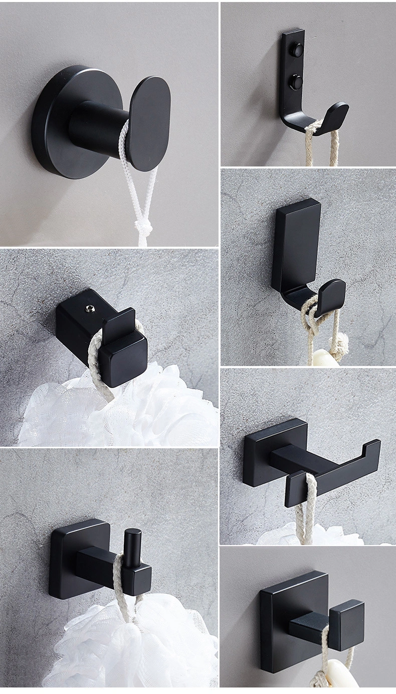 304 Black Hook Wall Hook Towel Hook for Bathroom Stainless Steel Coat Hook