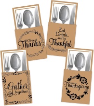 Silverware Holder with Paper Bags for Thanksgiving Dinner Table Decor