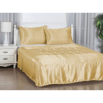 3PCS American Style Satin Embroidery Bedspread Quilt Set for Summer