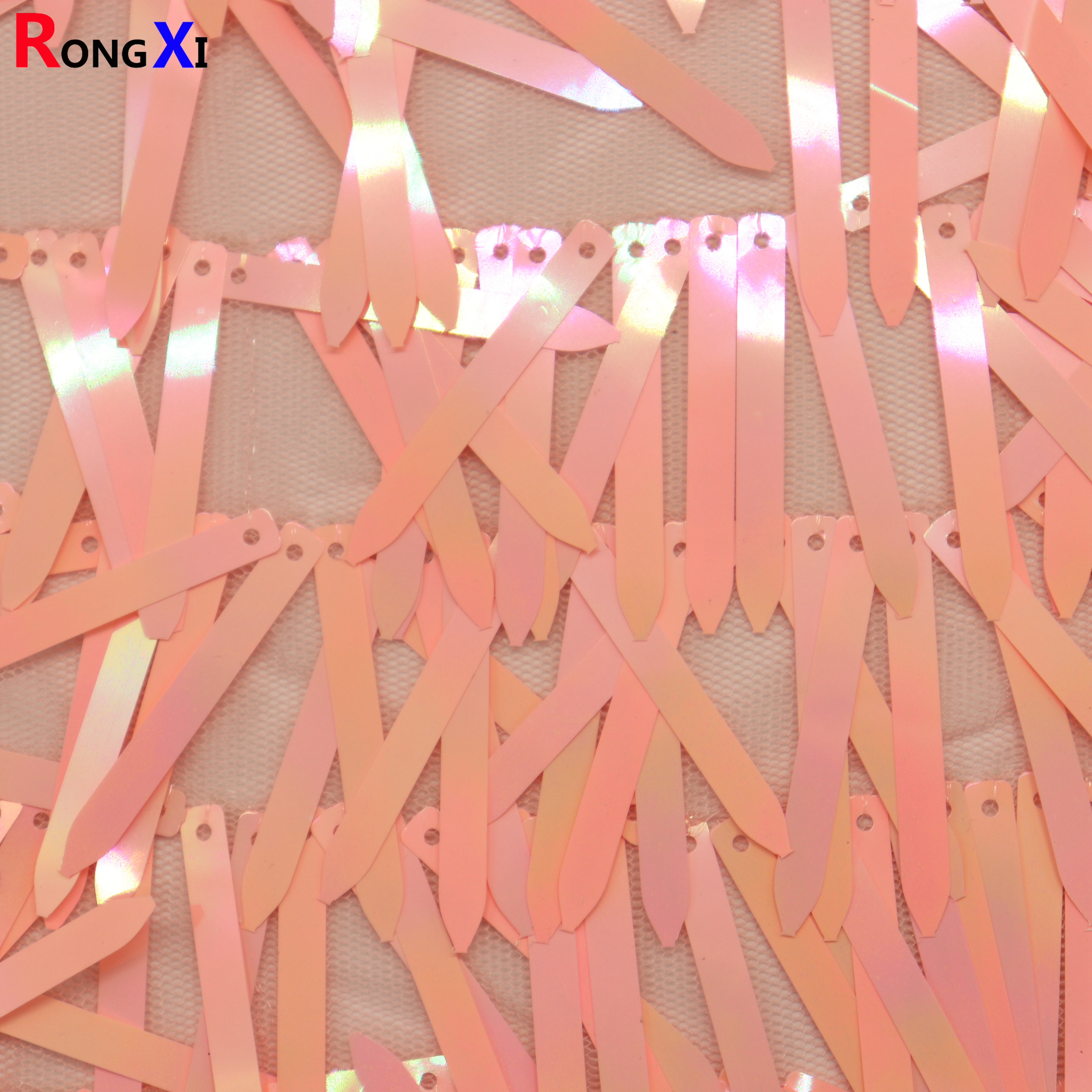 RXF1655 4.5mm*4cm Hot Selling Sequin Fabric With Fringe Made In China