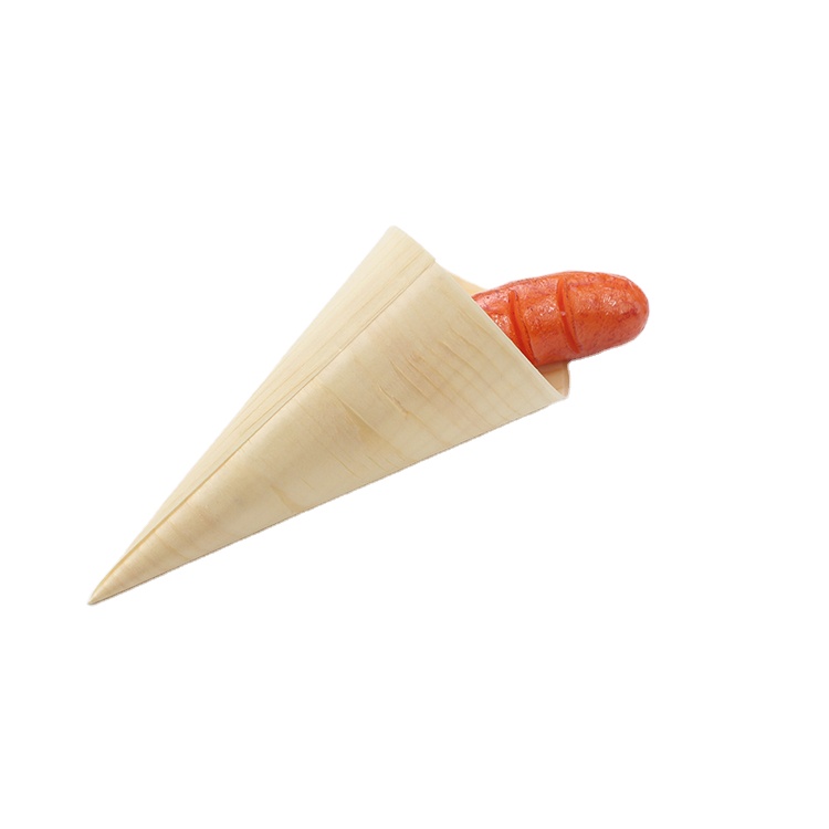 Disposable Eco-friendly Birch Wooden Fries Cones/Boats For Fruits