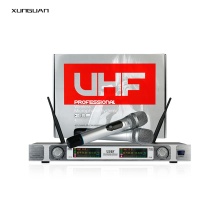 RIY-0211 All Metal UHF Transmitter Receiver Wireless Microphone 2CH KTV Conference Party Mic