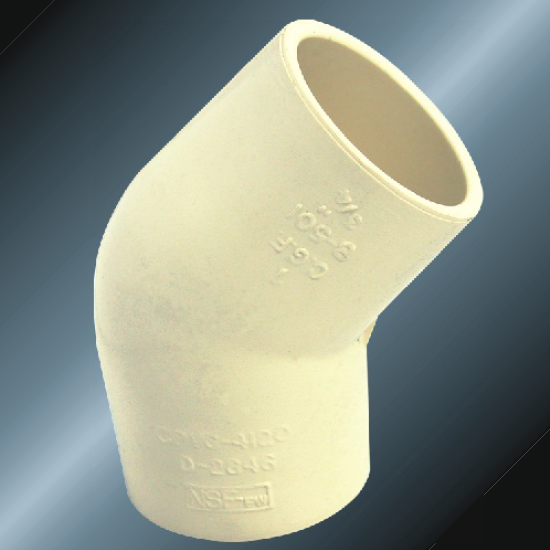 ASTM D2846 إمدادات المياه Cpvc Elbow45 ° Milk Yellow