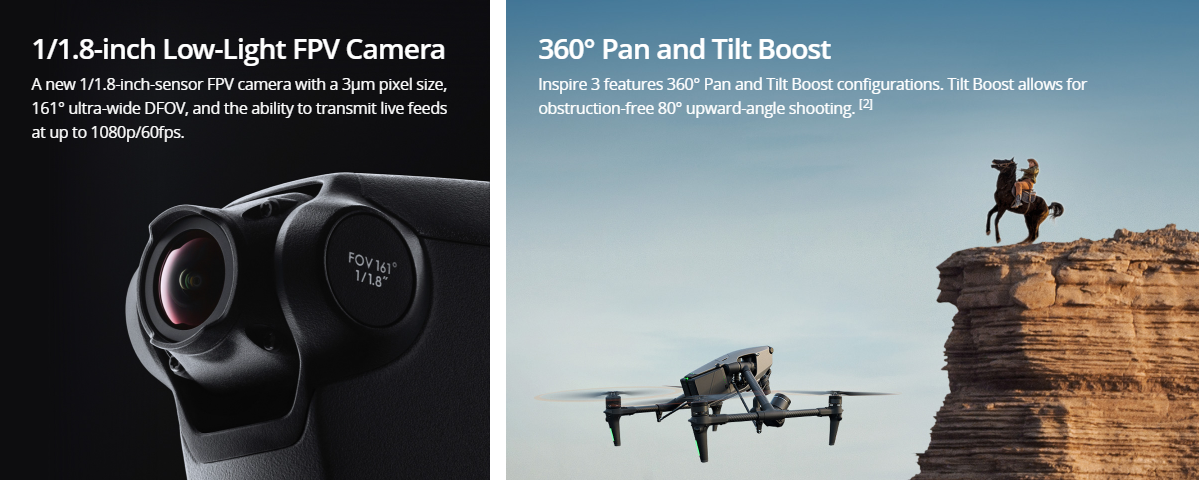 Cinema level Full-frame 8K DJI Inspire 3 drone with Night-Vision FPV Camera