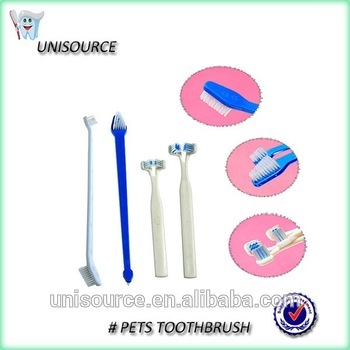 Plastic long handle 2 heads pet toothbrush