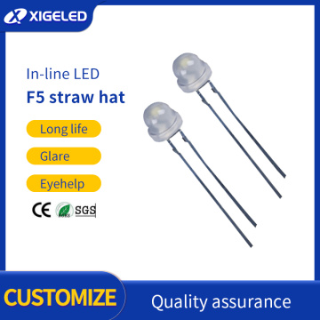 LED en línea F5 Sombrero de paja White High Power