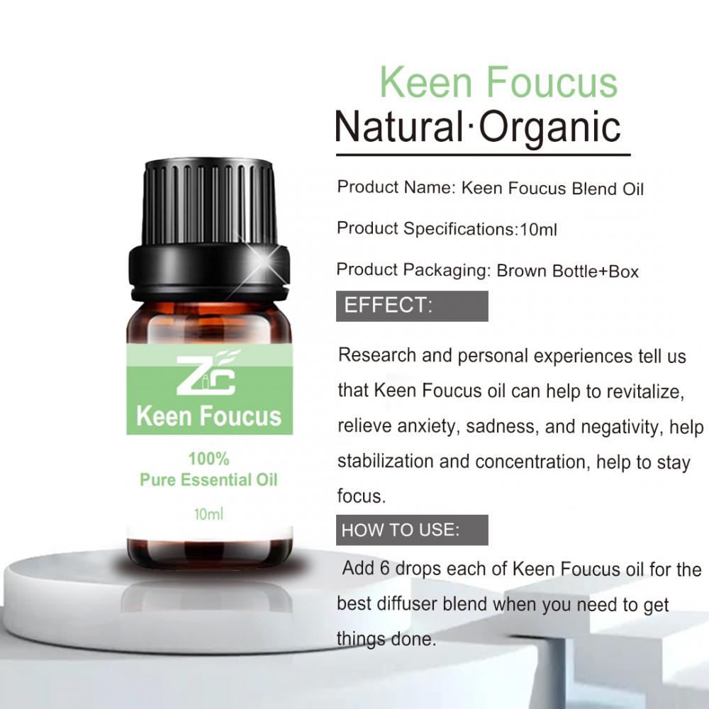 Keen Focus ผสมผสานน้ำมัน Essebtial สำหรับหน่วยความจำสมาธิ