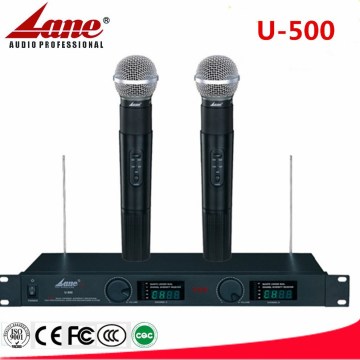 Lane dual UHF wireless microphone system with LCD display U-500