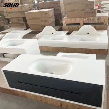 Factory Price High-Quality Bathroom Countertop Hand Wash Basin Artificial Stone Integrated Hung Sink