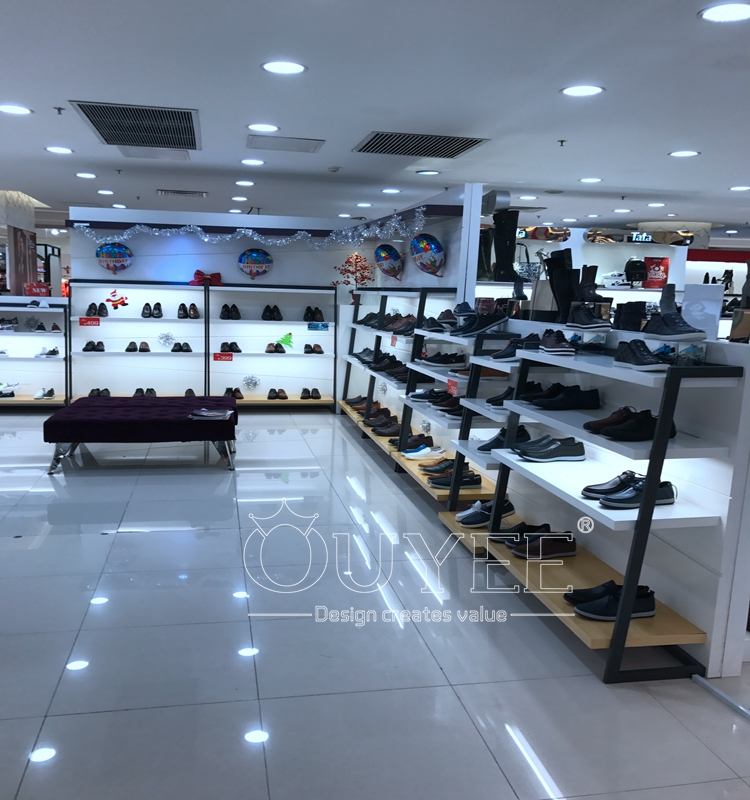 Wooden Showroom Retail Store Furniture Names Footwear Shops Shoe Rack Display