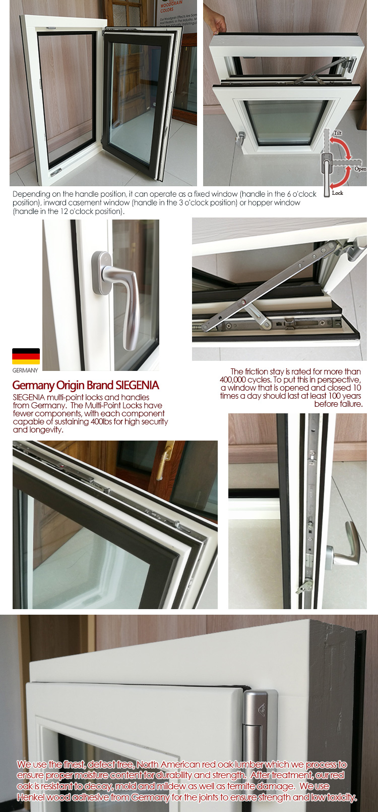 Doorwin Sample cost refund policy wood clad aluminium aluminum tilt and turn windows