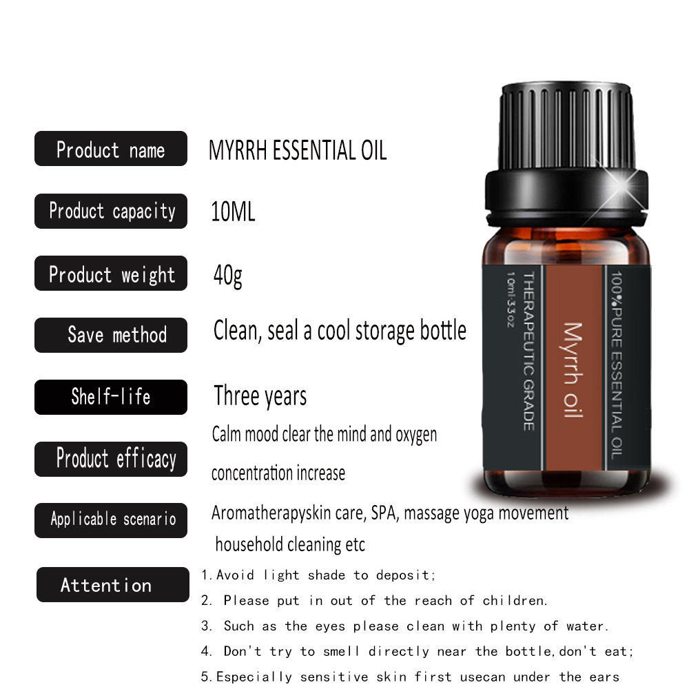 10ml Myrrh Daraja la Mafuta Muhimu la Tiba ya Aromatherapy