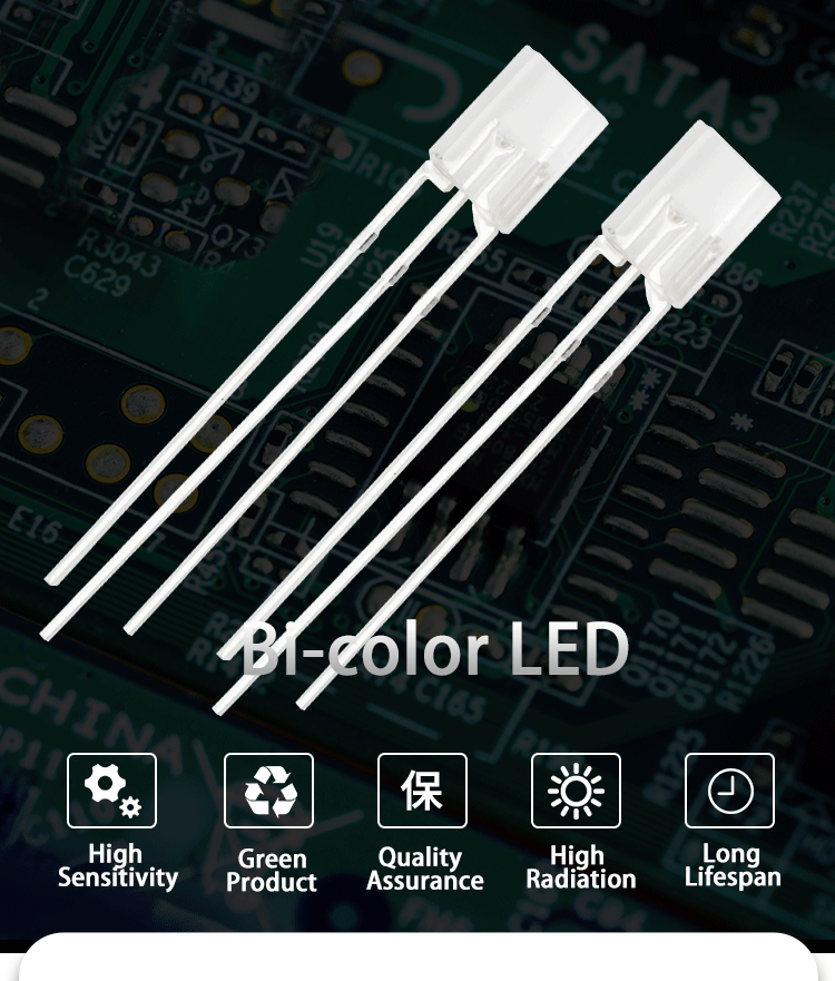 Red and Green Bi-color LED Common Anode Dual Color LED with Rectangle Clear Lens 1