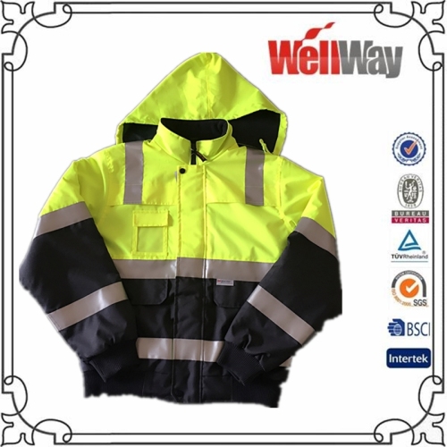 100 cotton fabric long sleeve work wear 3m reflective tape men work bomber jacket