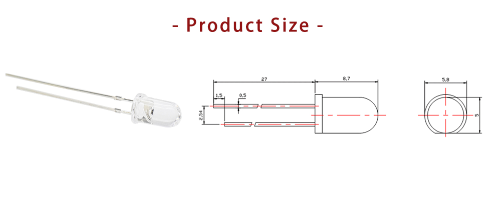 Infrared LED 970nm 503FIRC-98L14I100 5mm IR LED 970nm 980nm 990nm LED Size