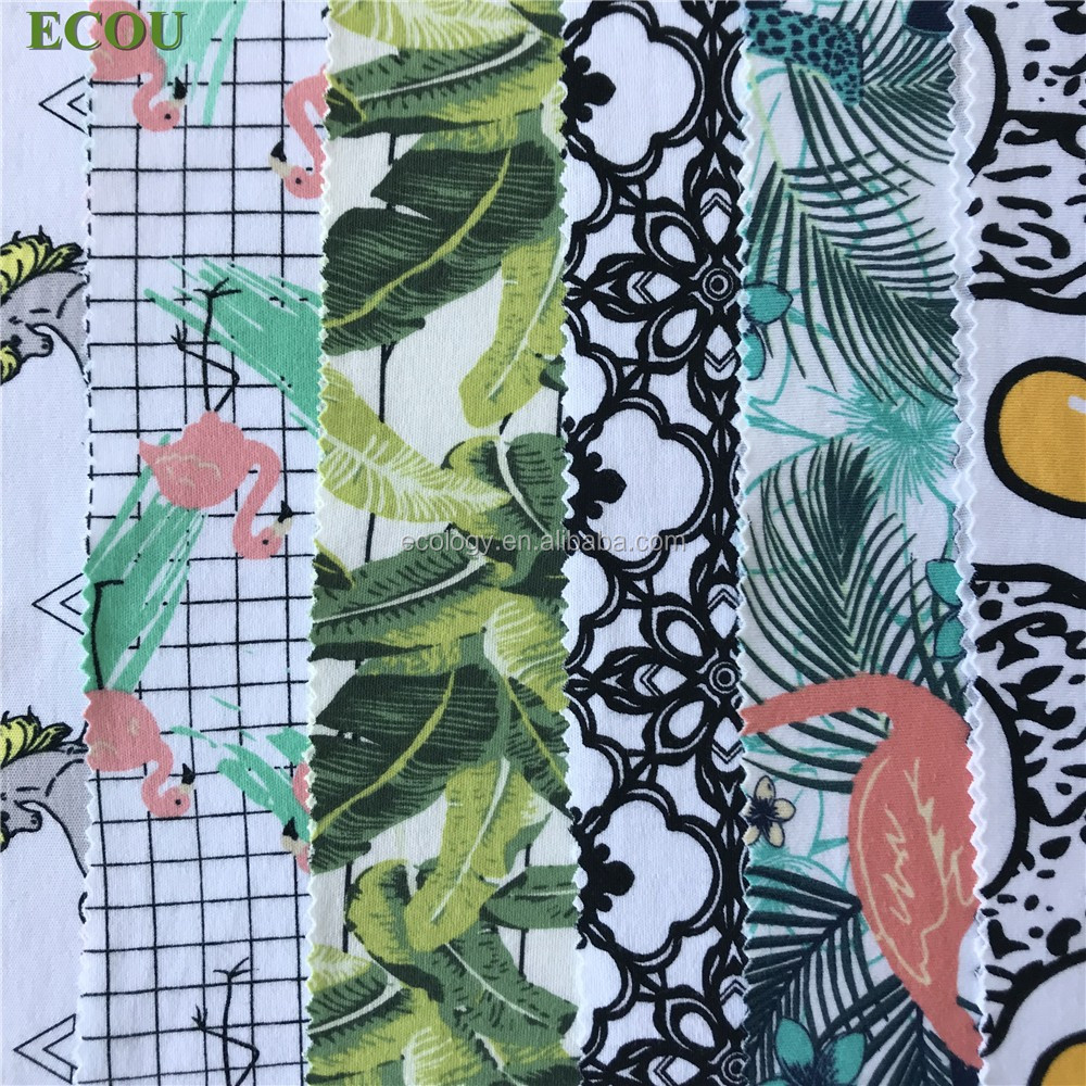 Certificated organic cotton fabric factory interlock dyeing and printing by certificated organic cotton print fabric