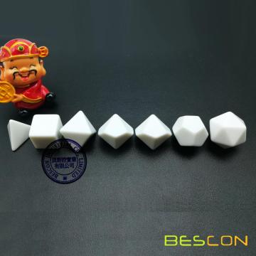 Bescon Blank Polyhedral Dice Juego de 7 d4 d6 d8 d10 d12 d20 d%, Juego de dados RPG plano sin número