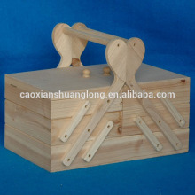 New cheap portable folding bamboo box wooden box with handle
