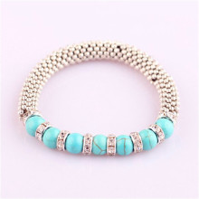 High quality women silver bangle turquoise diamond bracelet